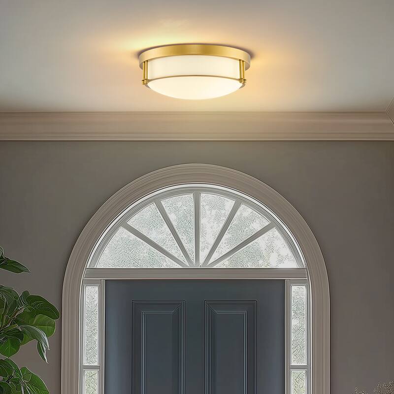 2-Light Black/Gold Glass Ceiling Light - N/A