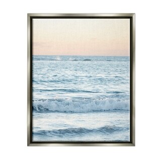 Stupell Blue Waves at Sunset Framed Floater Canvas Wall Art Design by ...