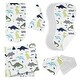 preview thumbnail 1 of 4, Blue and Green Dinosaur Collection 7-piece Newborn Baby Layette Set - Grey Modern Boho Mod Dinosaurs