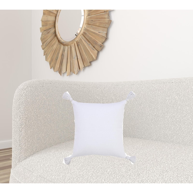 HomeRoots 20" X 20" White 100% Cotton Zippered Pillow