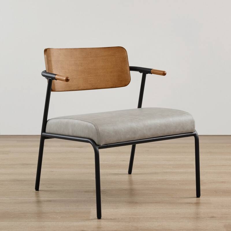 Cassie Upholstered Accent Chair with Metal Frame&Wood Back