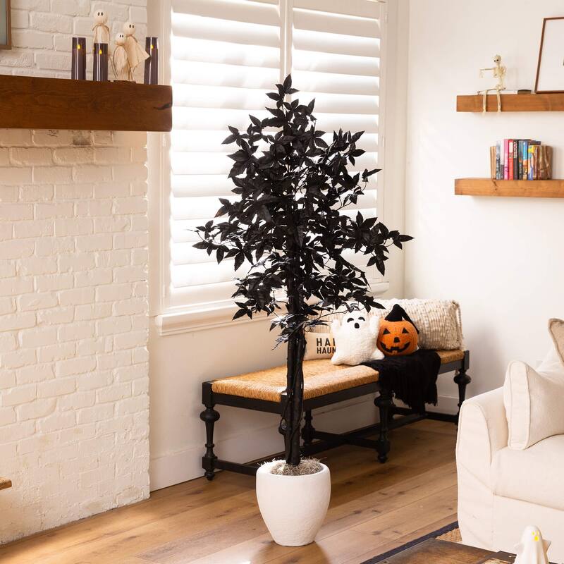 5-ft Artificial Halloween Black Maple Tree with Natural Trunk