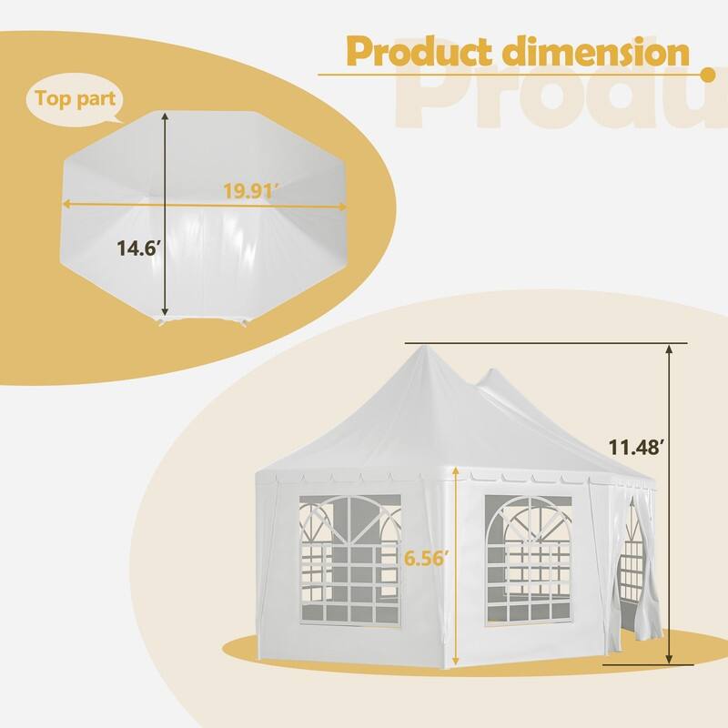 20x15ft Heavy Duty Party Tent for Weddings, Events and Outdoor Gatherings (White) - 238.92”(L) x 175.2”(W) x 141.73”(H)