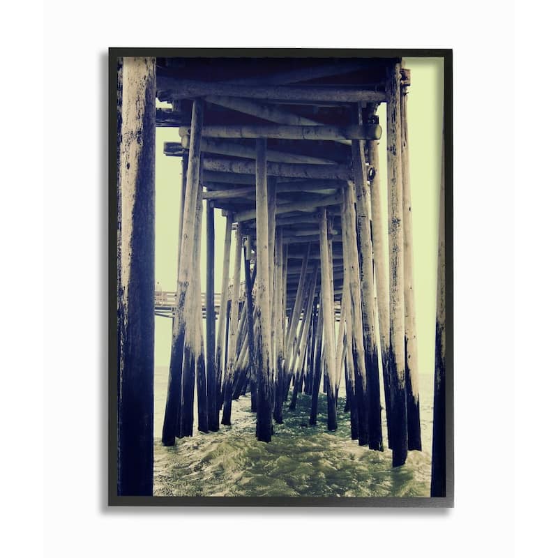 Stupell Wind Waves under Distressed Pier Antique Scene Framed Wall Art - Multi-Color