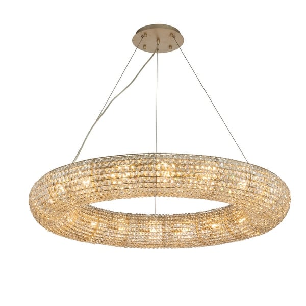 slide 5 of 7, 18-Light Glam Crystal Halo 41" Silver Leaf Chandelier With Crystal Beads Accents - W 41.3" W 41.3" - Silver Leaf