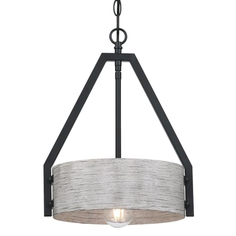 Westinghouse 6125800 Callowhill 12" Wide Wood Pendant - Matte Black / Antique Ash