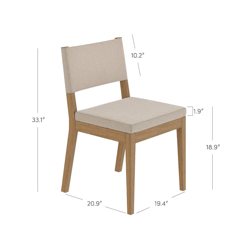 Linus Modern Upholstered Dining Chair, Solid Rubberwood Legs