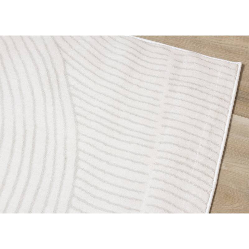 Neutral Swirls Modern Rug in Light Cream