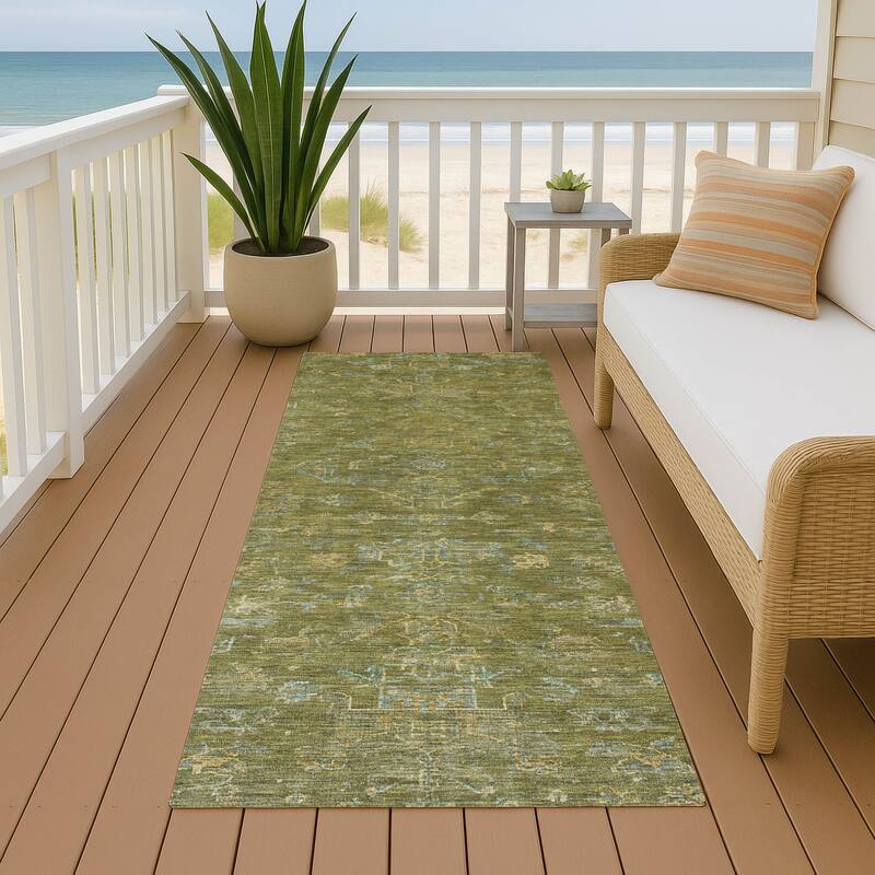 Machine Washable Indoor/ Outdoor Traditional Chelsea Chantille Rug - Fern - 2'3" x 7'6"