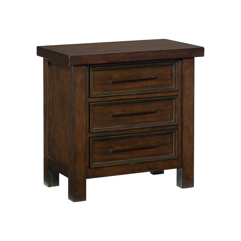 Classic 1pc Nightstand of 3x Drawers Mango Veneer Wood Transitional Bedroom Furniture