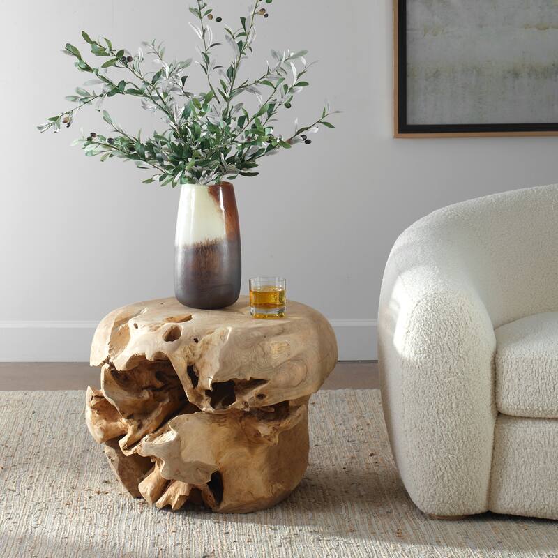 Uttermost Sola Handcrafted Teak Side Table - 25"W x 18"H x 25"D