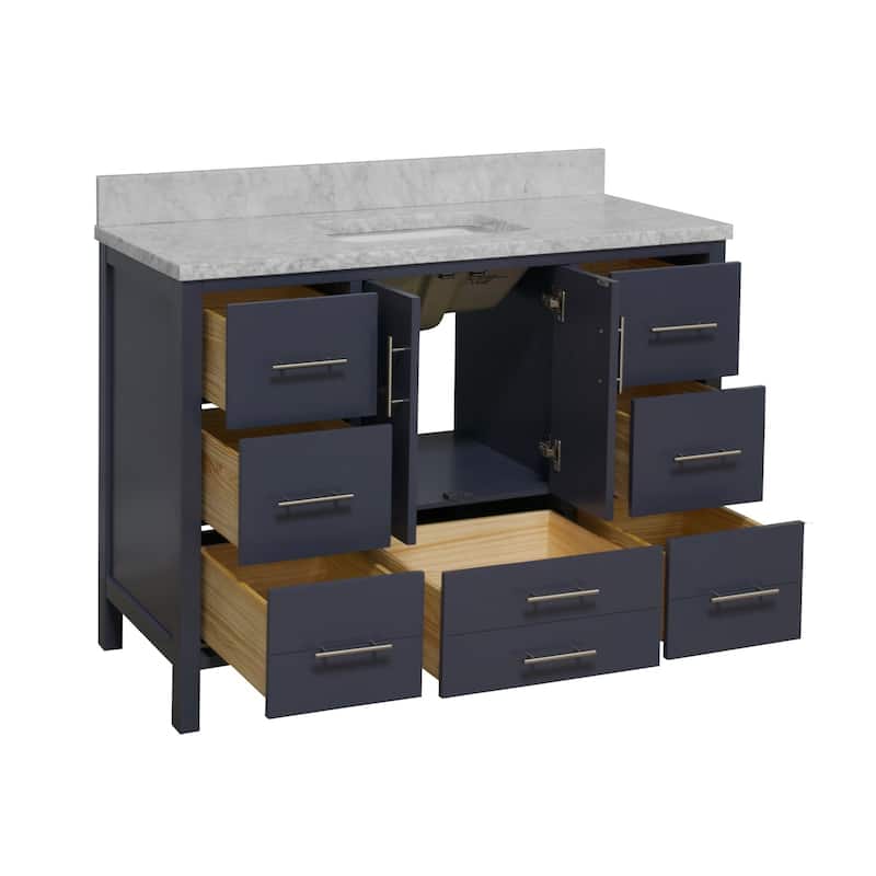 KitchenBathCollection California 48" Bathroom Vanity with Carrara Marble Top