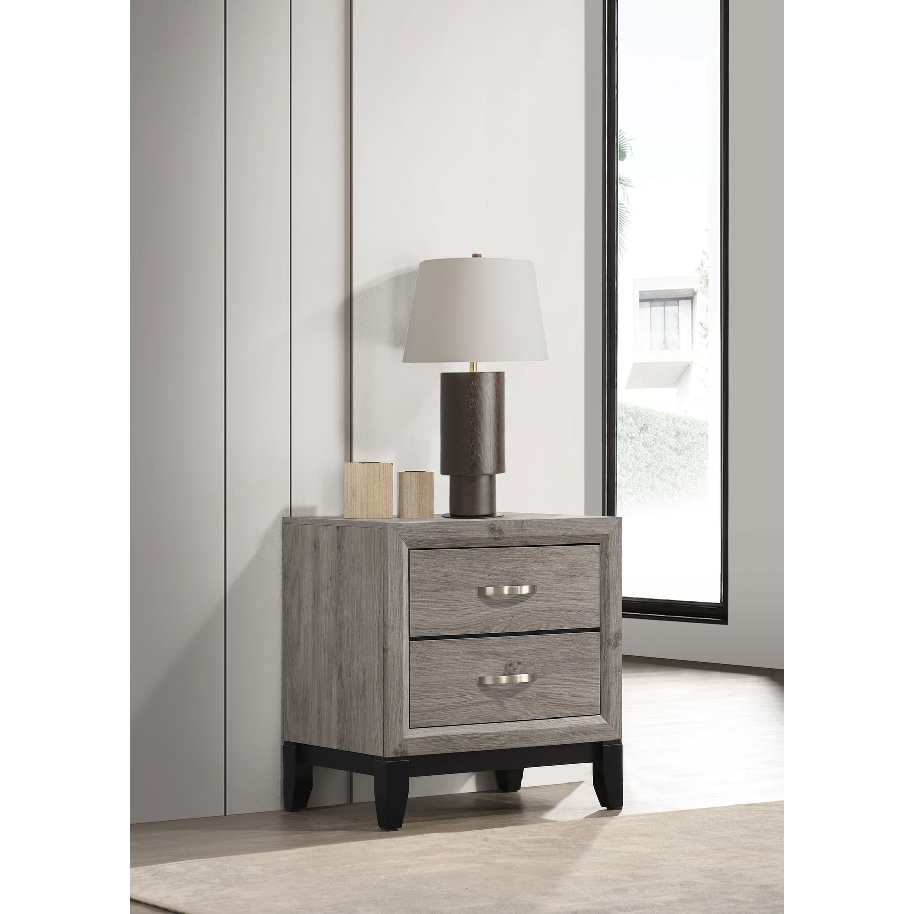 Valen 2-drawer Nightstand Bedside Table Light Taupe
