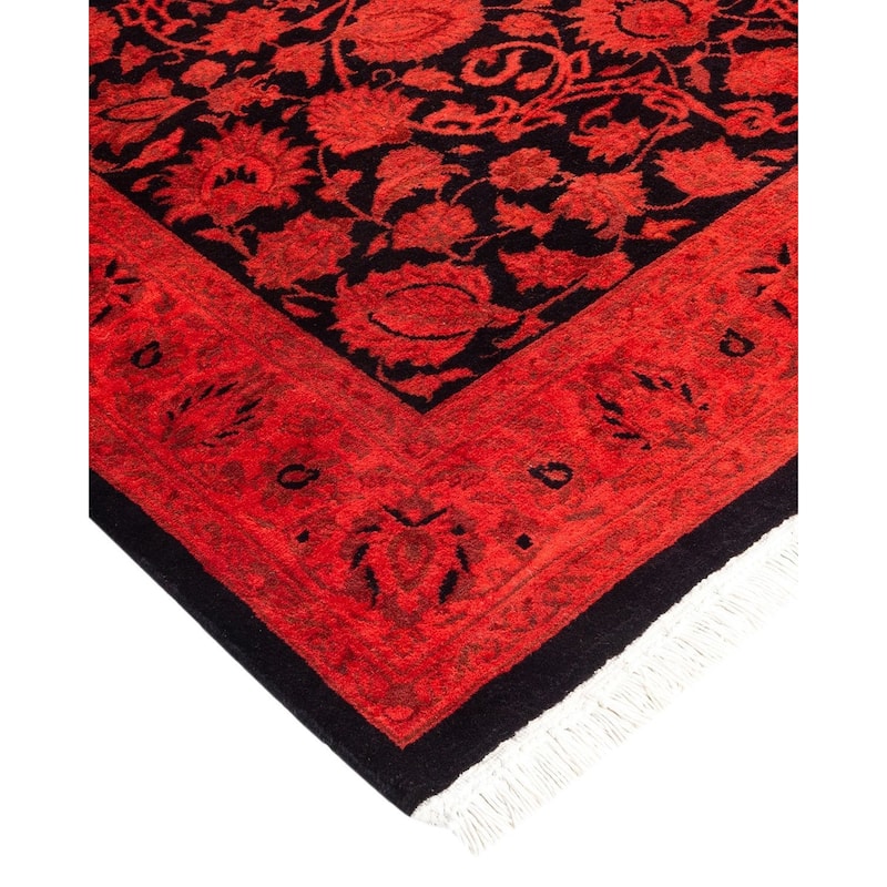Overton Hand Knotted Wool Vintage Inspired Modern Contemporary Overdyed Orange Area Rug - 3' 2" x 5' 1"