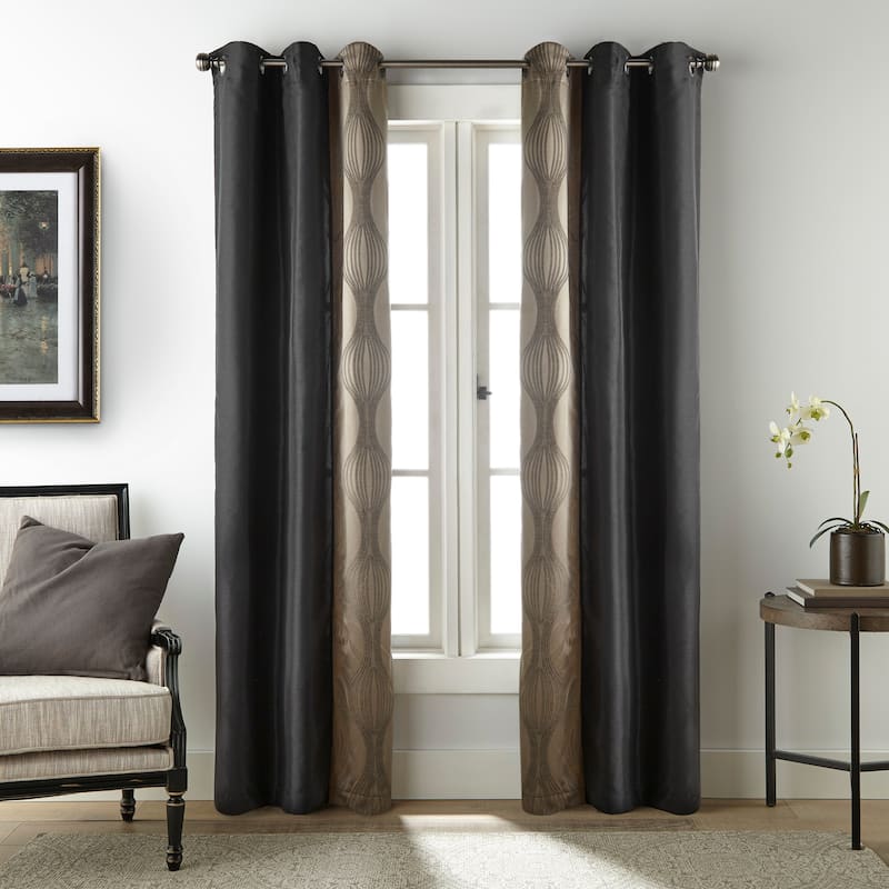 Nanshing Daniella Light Filtering Grommet Curtain Panel Pair - 37" x 84" - Black Gold