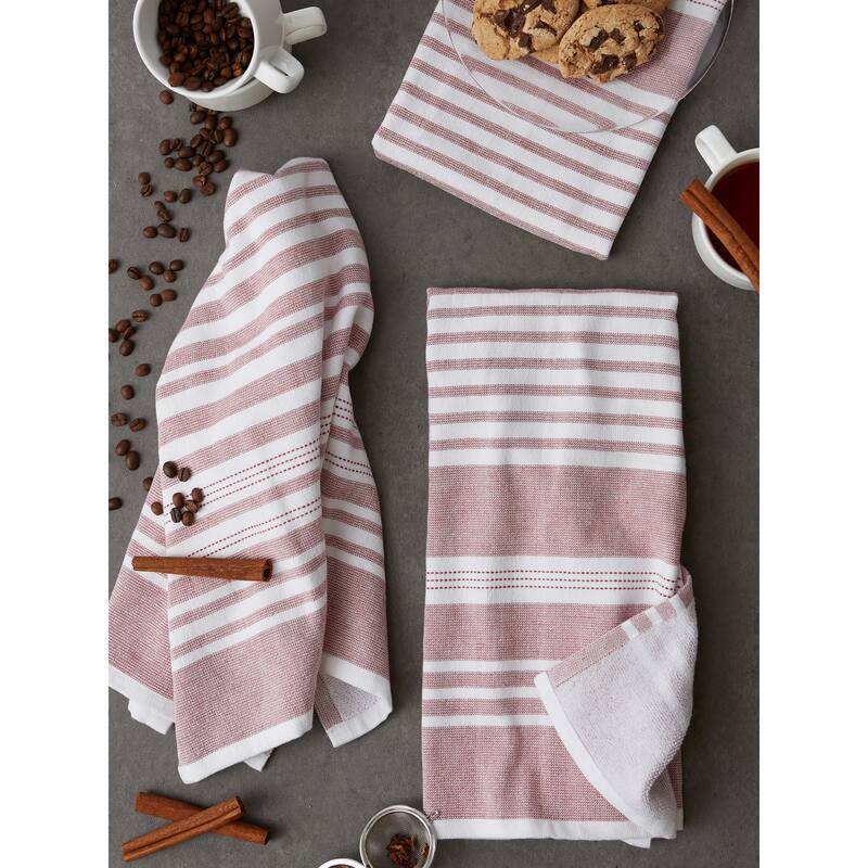 Asst Barn Red French Terry Dishtowel Set/3