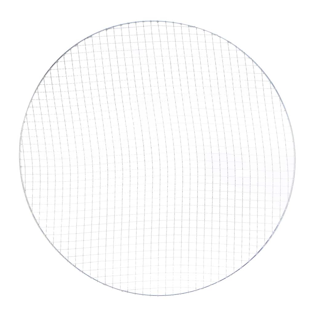 Round BBQ Grill Net 17.5" Dia Galvanized Iron Barbecue Mesh Mat for Baking