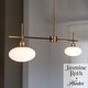 preview thumbnail 3 of 10, Hunter + Jasmine Roth Getty Luxe Gold 2- or 4-Light Milk Glass Chandelier - Modern, Transitional - Entry, Dining Room