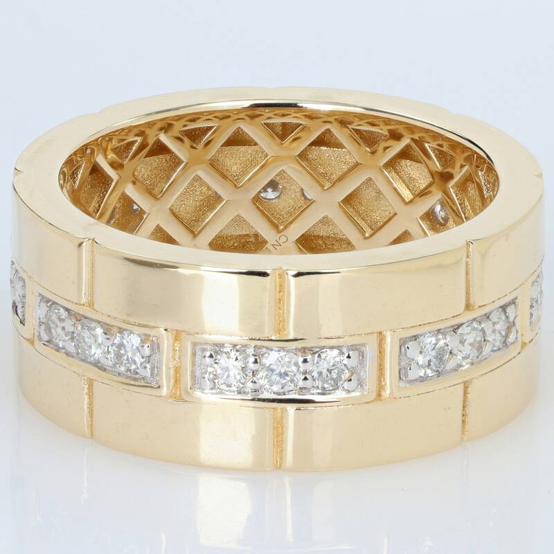 Miadora 4/5ct TDW Diamond Dome Lattice Ring in 14k Yellow Gold