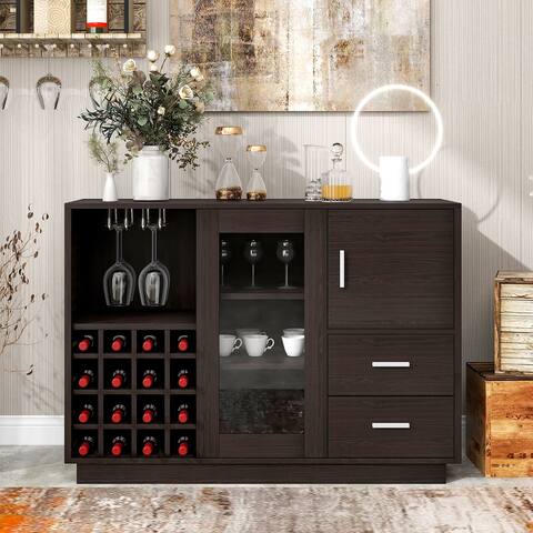 Sideboard with Glass Sliding Door and 16 Bar Wine Compartment