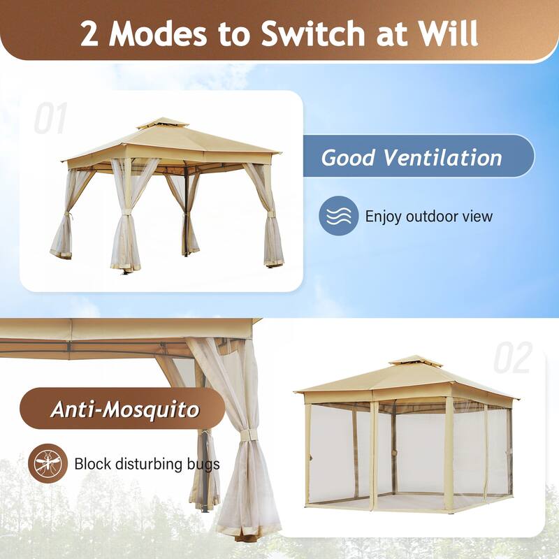 10x10 Outdoor Gazebo Tent with Double Roofs