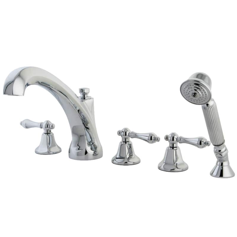 Kingston Brass Metropolitan 5-Hole Deck Mount Roman Tub Faucet with Hand Shower - Polished Chrome