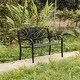 preview thumbnail 5 of 5, Outdoor Garden Patio Steel Park Bench Lawn Decor with Cast Iron Unique Design Back, Black Seating Bench for Yard, Patio, Garden