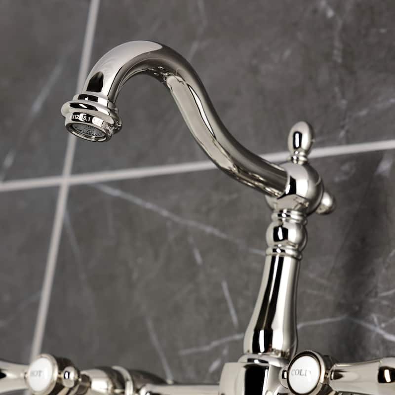 Heirloom Two-Handle 2-Hole Wall Mount Bridge Kitchen Faucet