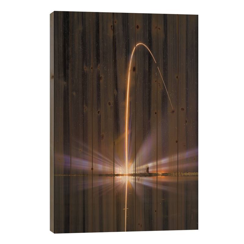 Rocket Launch Deep Into The Stars I Print On Wood by Alex G Perez - Multi-Color - 40x26x1.5
