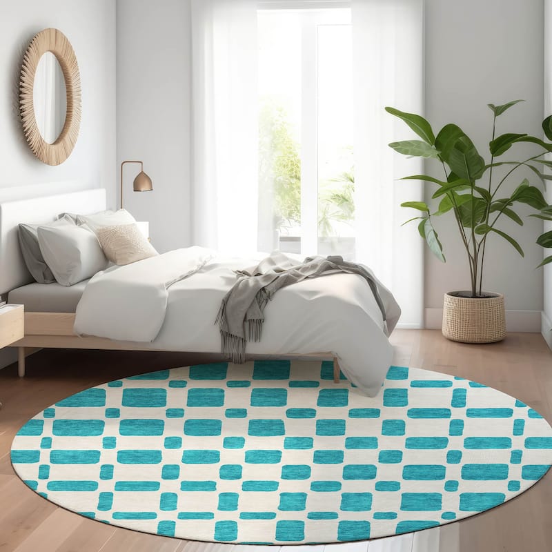 Premium Washable Super Soft Modern Hope Mayfield Rug - Teal - 8' x 8'