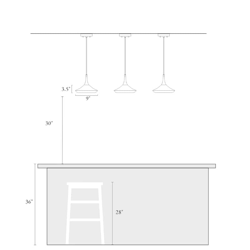 Conia Modern 1-Light Black Gold Pendant Lights for Kitchen Island - 9" D x 8.3" H