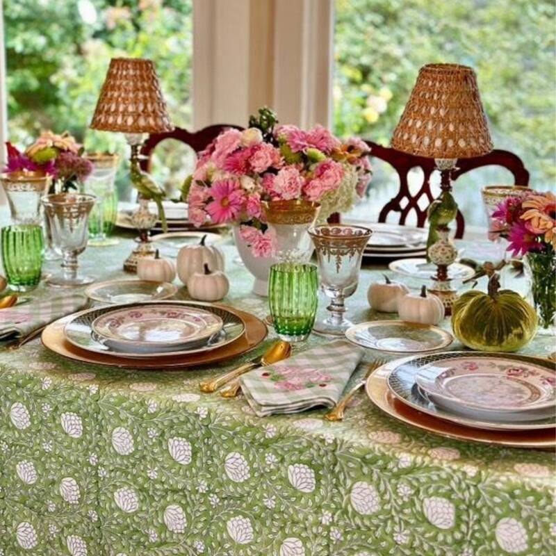 Rectangle tablecloth- Eden green floral
