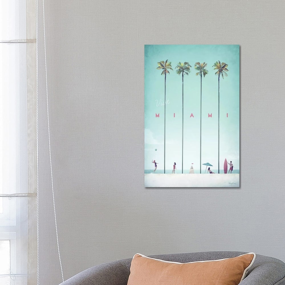 iCanvas "Visit Miami" by Henry Rivers Canvas Print