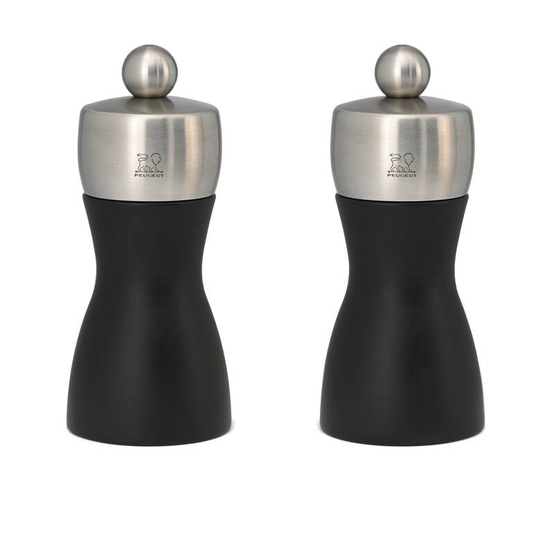 Peugeot Fidji Stainless Steel Salt and Pepper Mill Set, 12cm/4.75-Inch, Black Matte - Black Matte