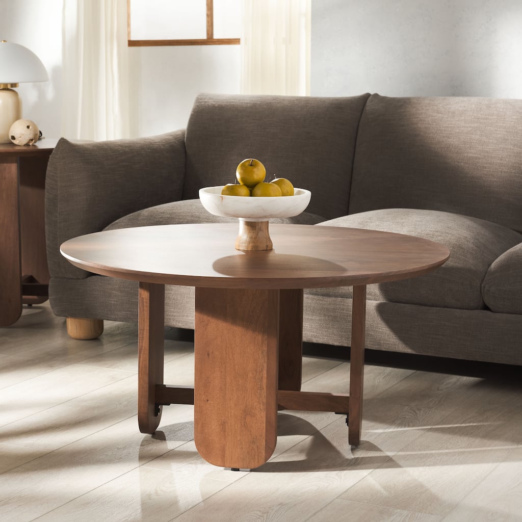 SAFAVIEH Couture Raybelina Round Wood Coffee Table - 35"W x 35"D x 18"H