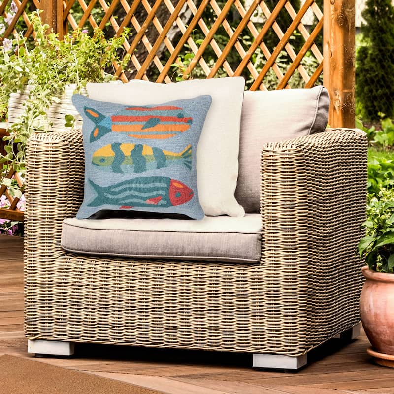 Liora Manne Frontporch Fishes Indoor/Outdoor Pillow