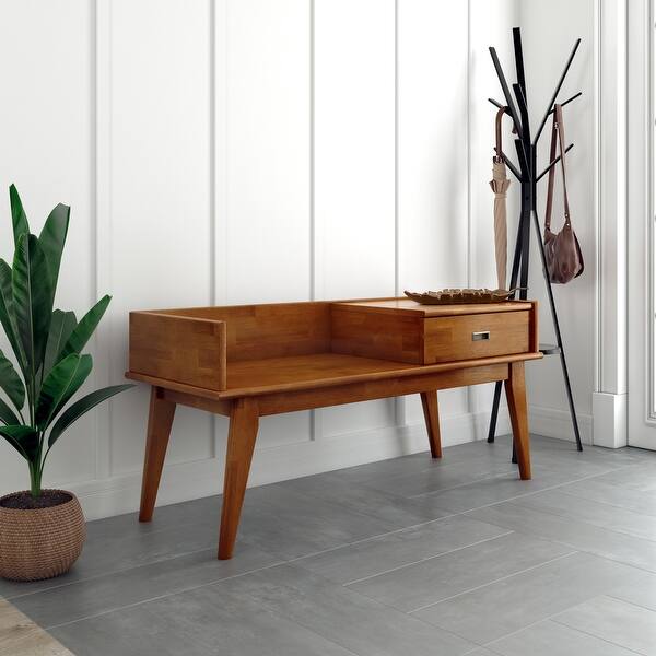 Shop Wyndenhall Tierney Solid Hardwood 48 Inch Wide Mid Century Modern Entryway Storage Bench 48 W X 18 D X 23 H On Sale Overstock 11019876