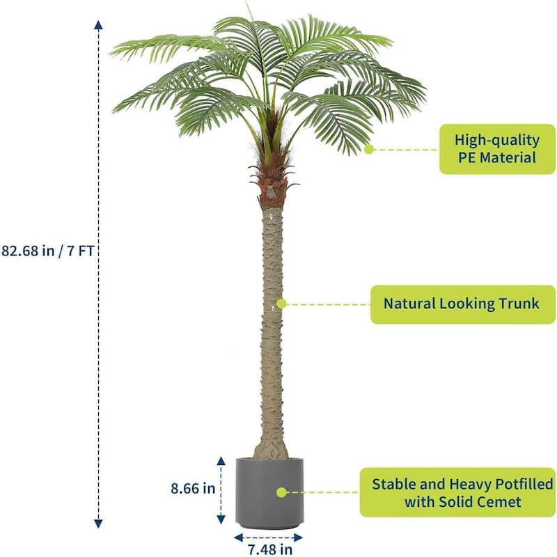 2 Pack Artificial Palm Tree, Fake Tropical Plants for Home Office Decor