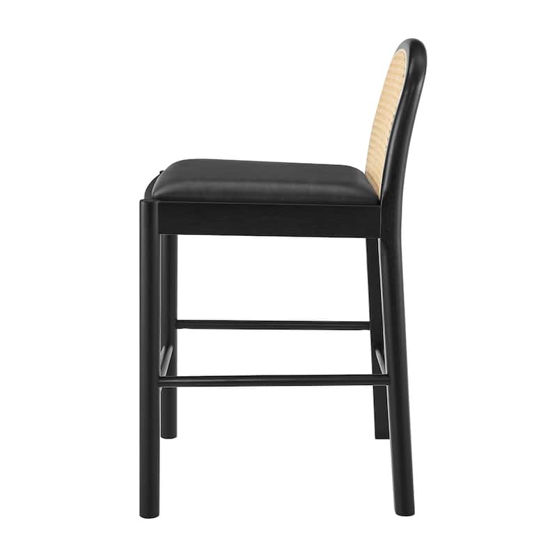 NPD Furniture Donna Faux Leather Rattan Counter Stool (Set of 2)