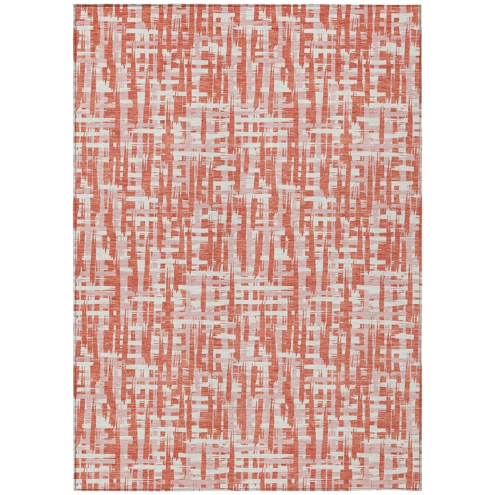 Machine Washable Indoor/ Outdoor Modern Crosshatch Chantille Rug