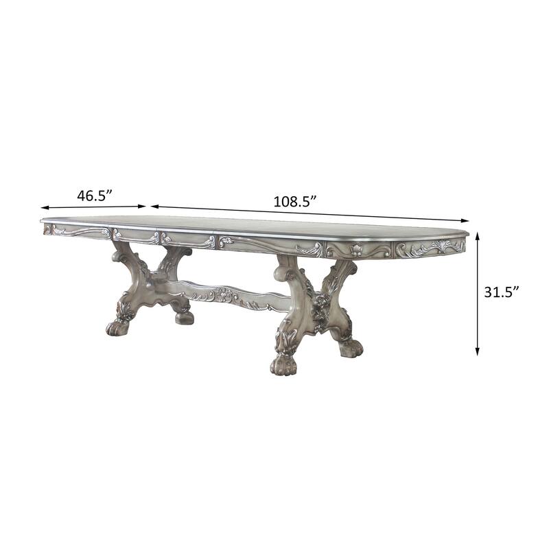 Anastasia Vintage Bone White Dining Table with Removable Leaf