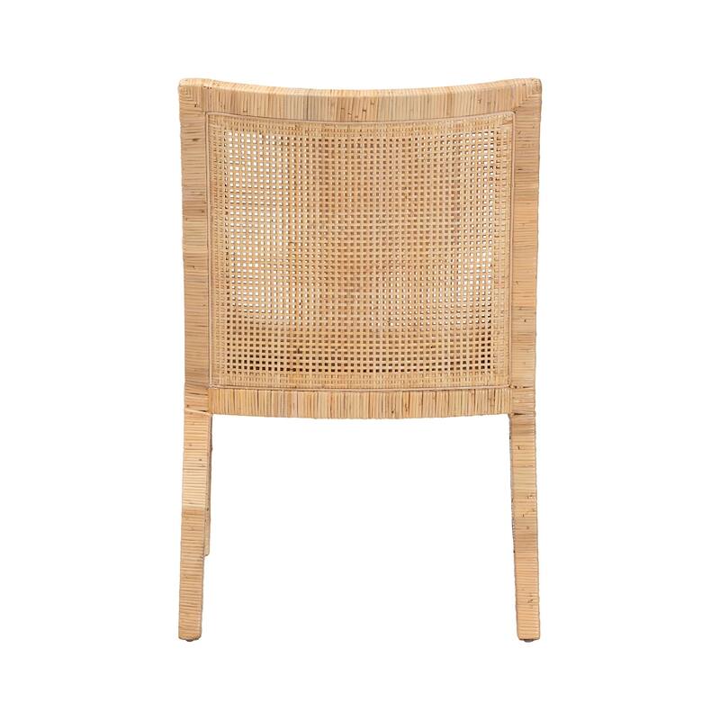 Alexis Natural Rattan Dining Chair - Handcrafted Wingback Accent Chair with Woven Back and Removable Seat Cushion, Boho Seating