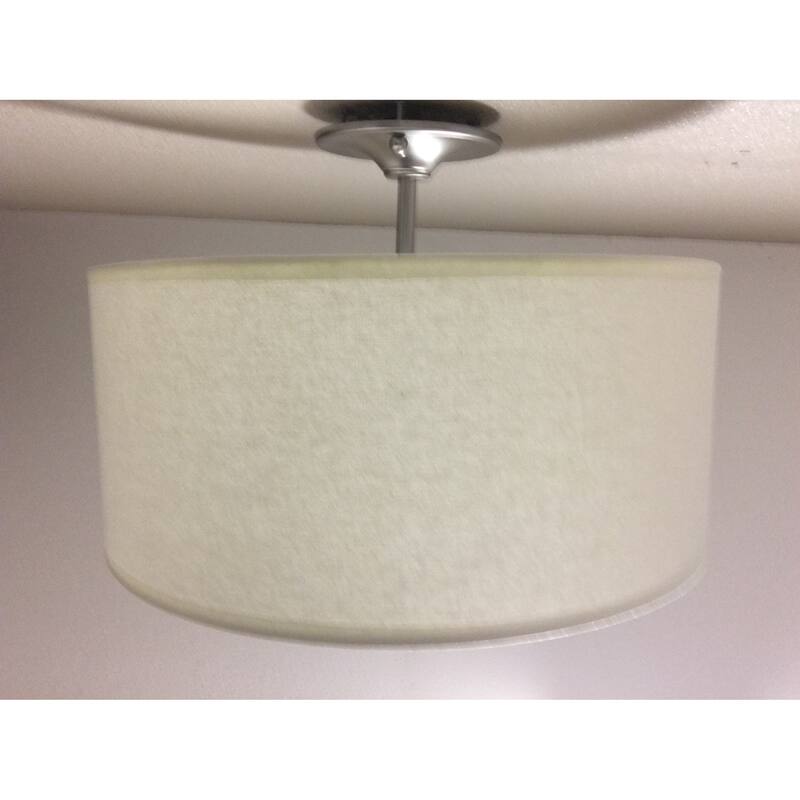 2 Light Semi Flushmount in Brushed Nickel and White Linen Shade - Brushed Nickel