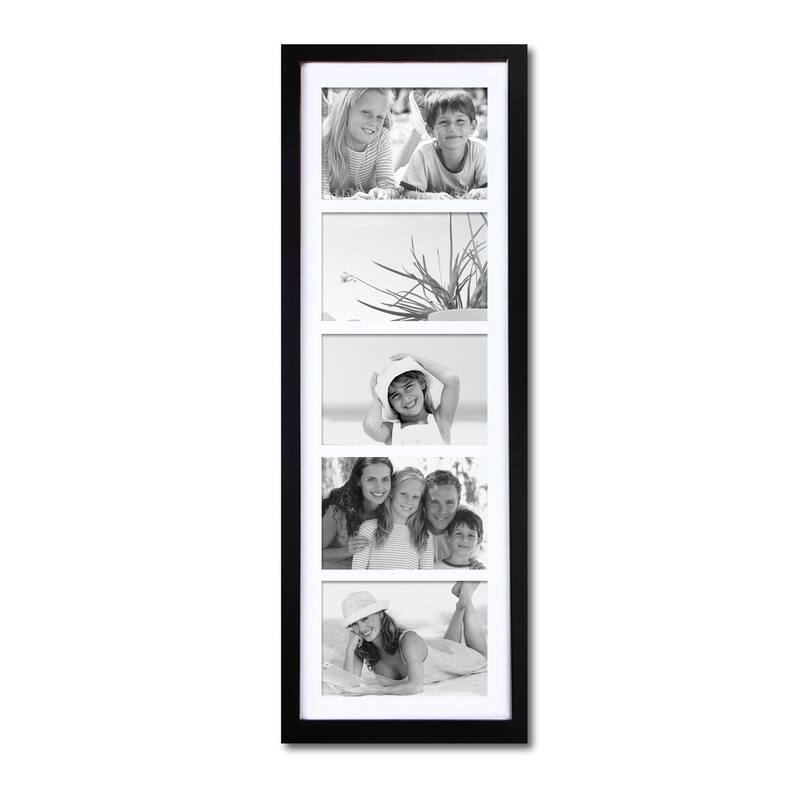 Adeco Black Wood Hanging Picture Frame w/ 5 Openings