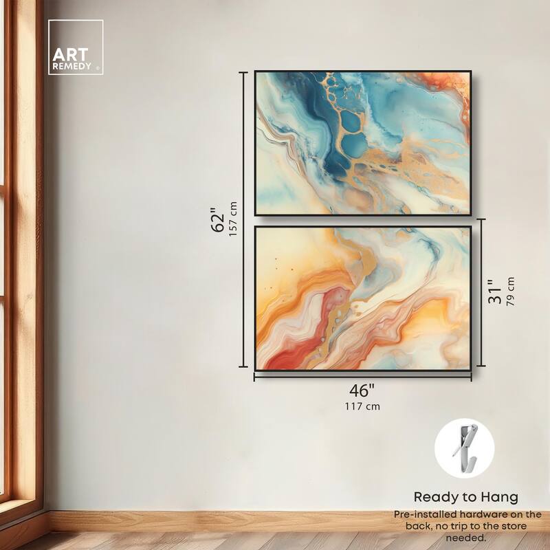 Marbled Sunrise I Canvas Set of 2 by Art Remedy
