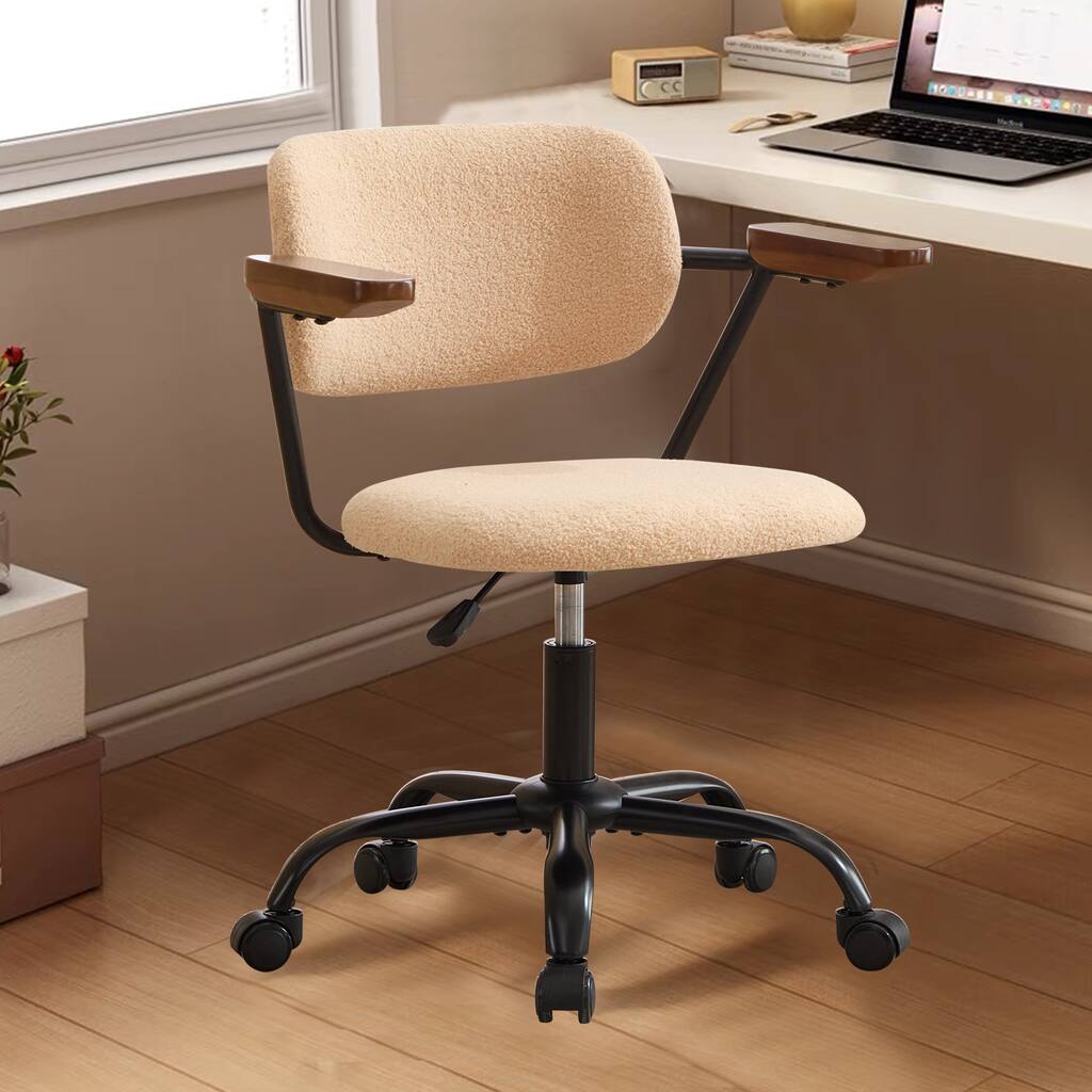 Rotating Computer Chair 360° Rotating Wood Computer Chair with Armrests, Height Adjustable for ...