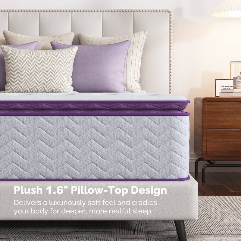 14" Medium Firm Pillow Top Mattress - Bamboo Charcoal Foam, 5-Zone Support, CertiPUR-US® Certified