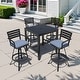 preview thumbnail 23 of 37, 3/5-Piece Outdoor Bar Stool Set Aluminum Swivel Bar Stools with Sunbrella Cushion Spectrum Denim - Set of 5