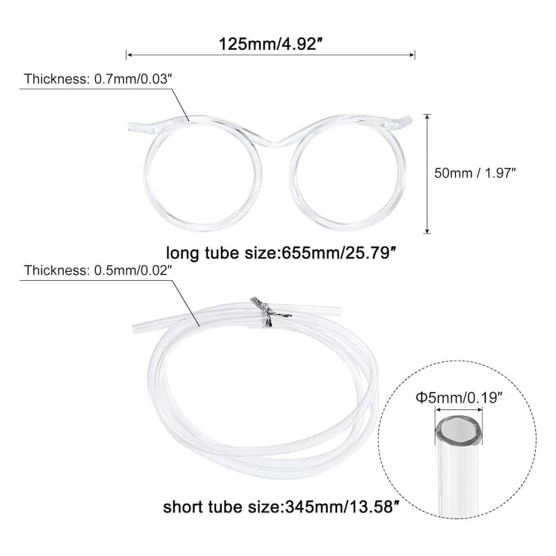 8 Pcs Straw Glasses, Plastic Round Novelty Drinking Eyeglasses Straws - Transparent - 125/345/655mm