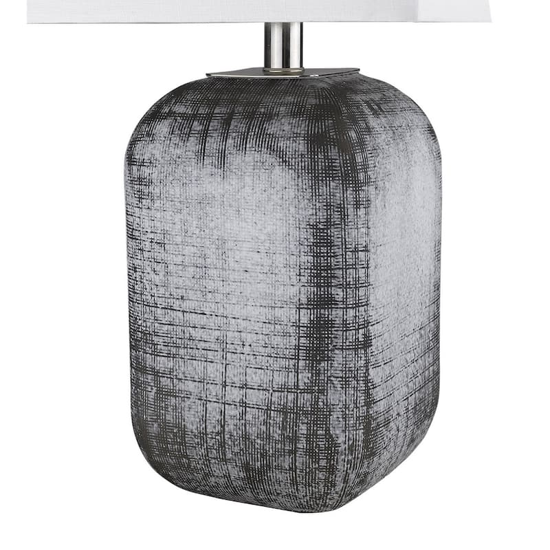Modern 25-Inch Ceramic Table Lamp with Square White Fabric Shade - 11" x 11" x 24.75"